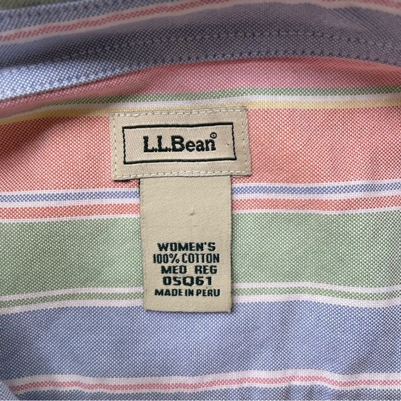 L.L. Bean Pastel Striped Button Down Medium - Picture 5 of 6